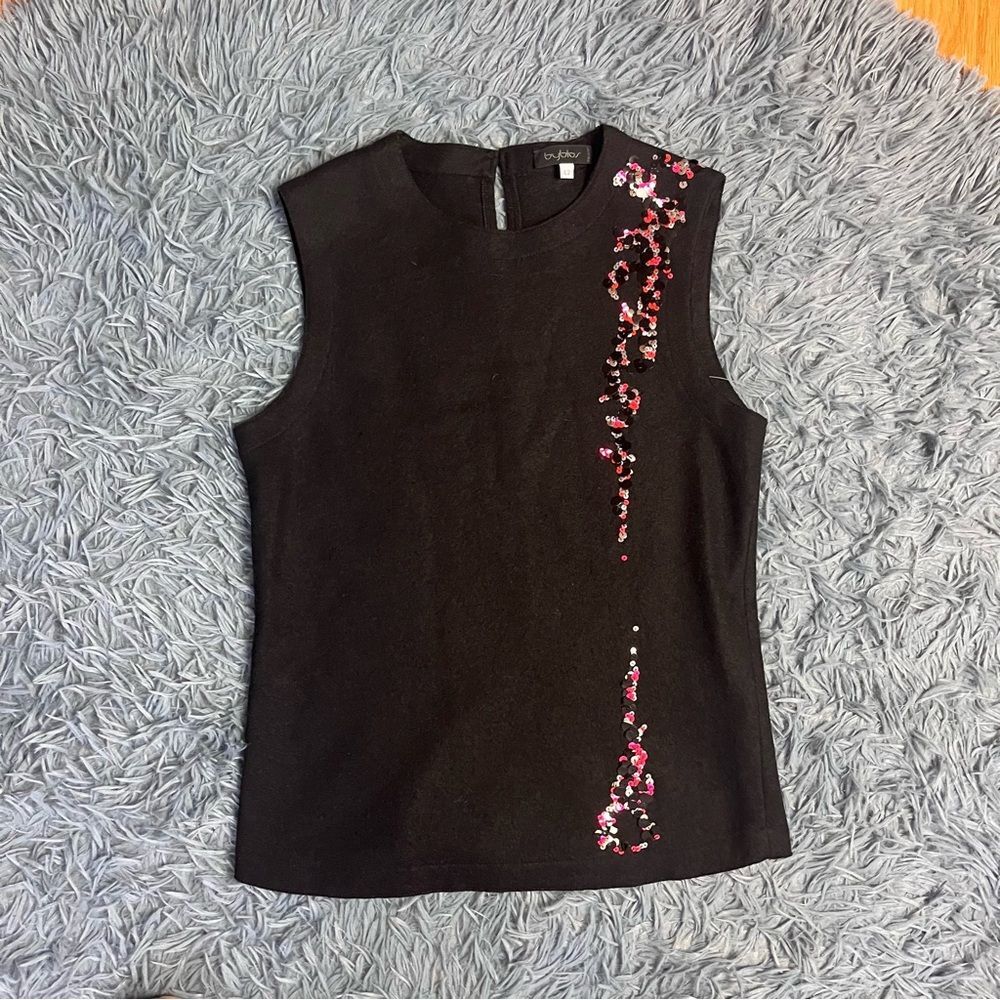 Byblos Black Embellished Wool Sweater Vest Size S